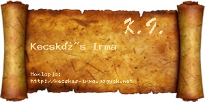 Kecskés Irma névjegykártya