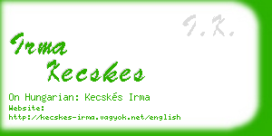 irma kecskes business card